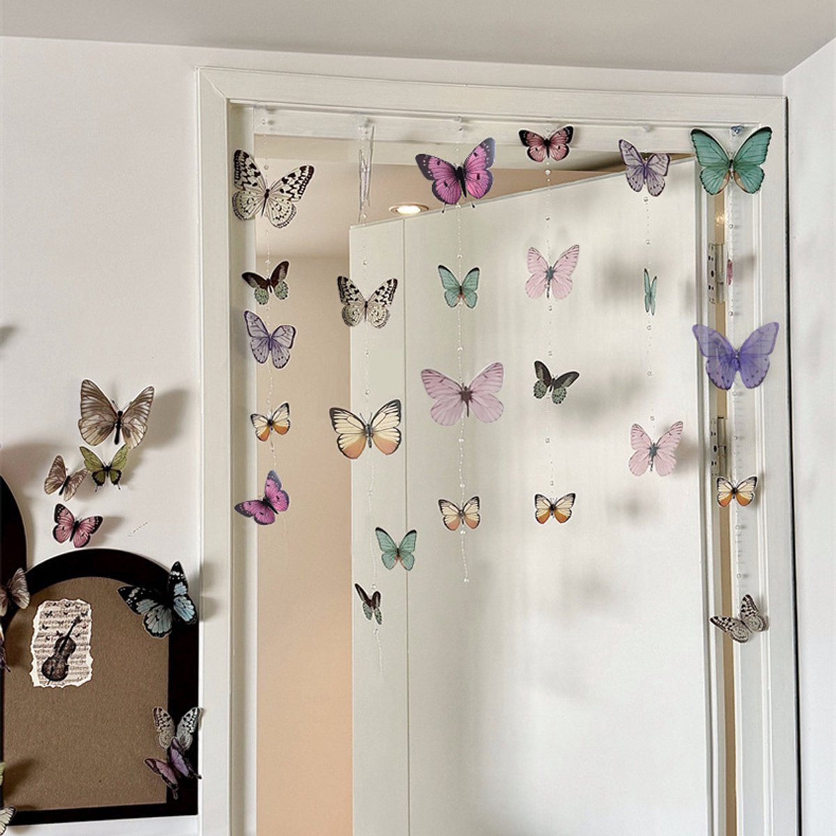 DIY Vlinder Deurgordijn Decoratie Knutselset met 6 meter Kralen Vislijn en Kleurrijke Hangende Vlinders