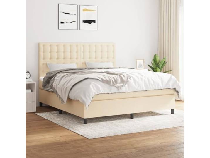 RJPLMFV Lattenrost mit Matratze, 160 x 200 cm, cremefarben Atmungsaktiver Stoff, verstellbarer Kopf, Taschenfedern, mittlere Unterstützung