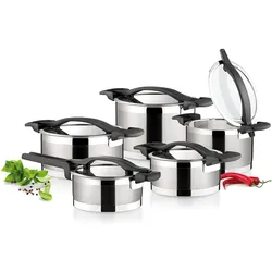 Tescoma Ultima Set gesorteert, geweldig für die Küche, brillantes Design, einfach zu verwenden, Pfannenset + Topfset, Schwarz, Grau