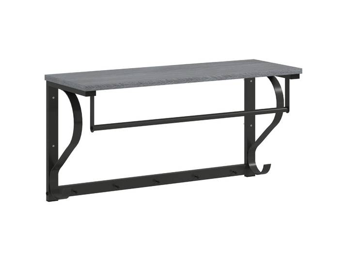 ComfortXL Wandmontagegarderobe De-09590 5 Haken & oberes Fach Grau, 70x35.4x25 cm, Garderobe, Garderobenpaneele, Wandgarderobe