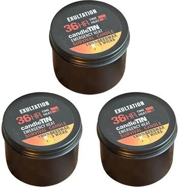 Uplifted Goods 36 Hour 3 Wick Long Lasting Emergency Survival Candle 3pcs