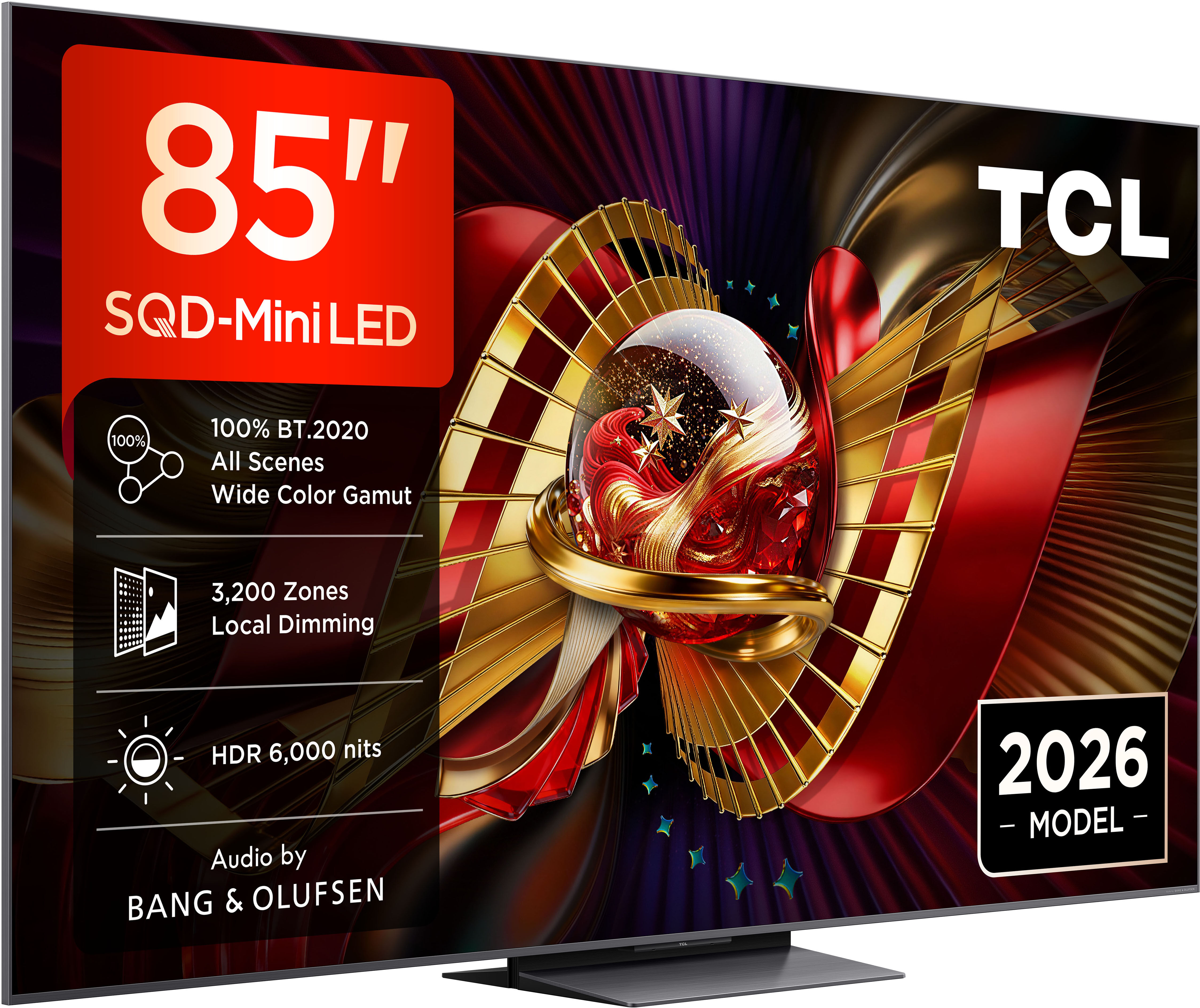 TCL Mini-LED-Fernseher "85C8LX1", Energieeffizienz: E, schwarz, 85 ″, Fernseher, SQD-Mini LED, HDR 6000 Nits, 100%BT.2020, 144Hz, AiPQ Pro,Dolby Vision, Mini-LED-Fernseher