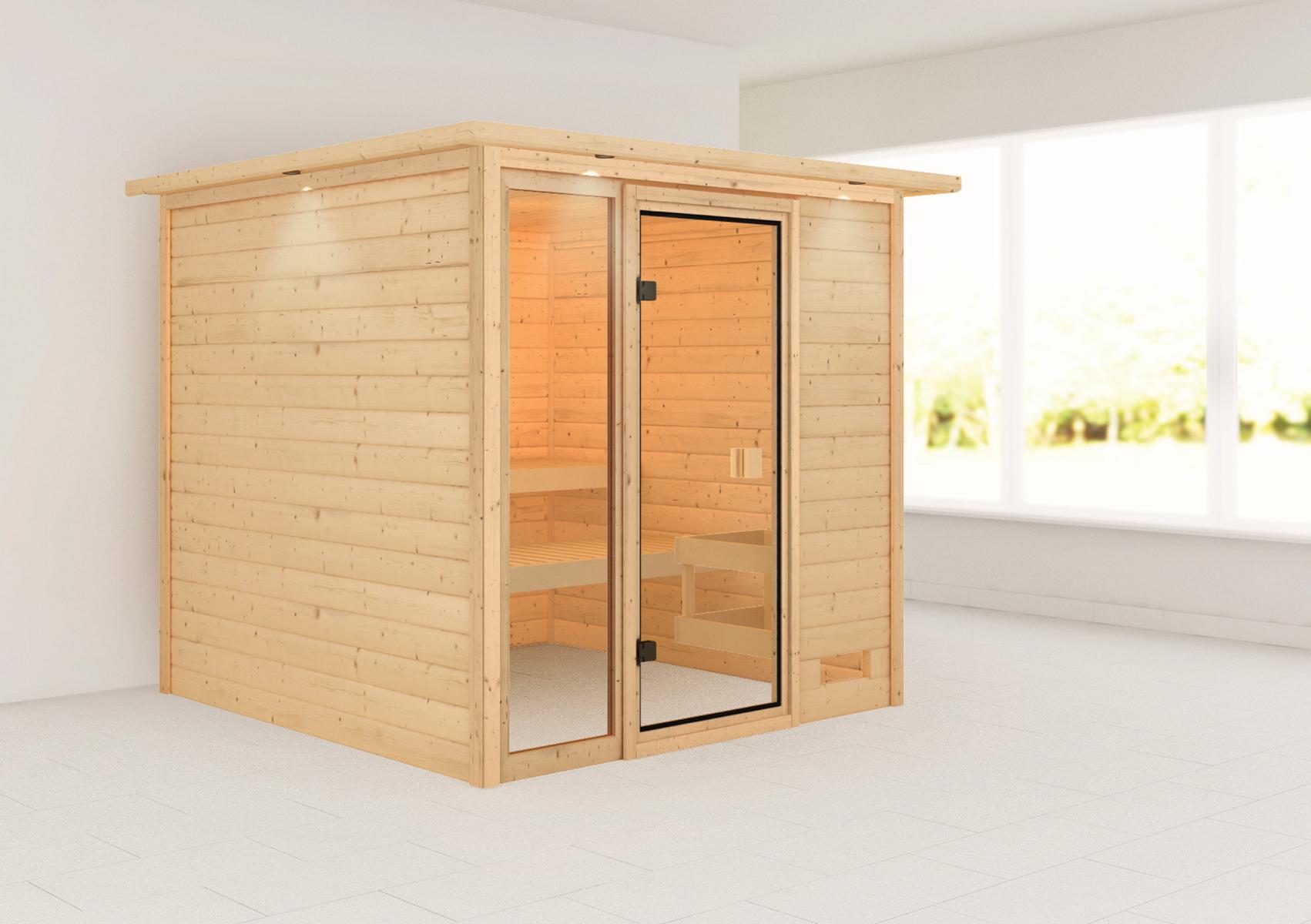 KARIBUHOLZT Sauna Jutta Front, o. Zub. m.Dachkranz 16880360