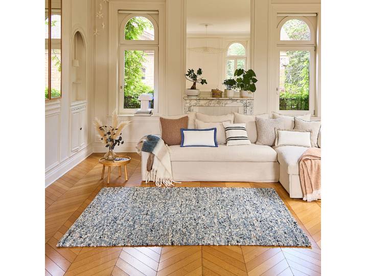 HABITAT - Tapis tissé en laine - 160 x 230 cm - Bleu - Benoite