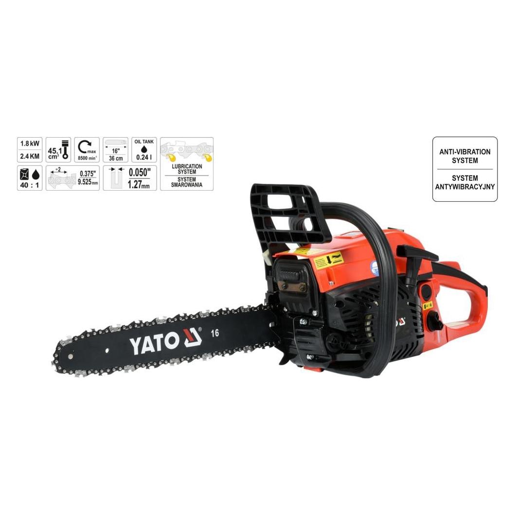 Yato Motor-Kettensäge Pro 45 cc Führungsschiene 40 cm (Benzin Kettensäge) (YT-84901)