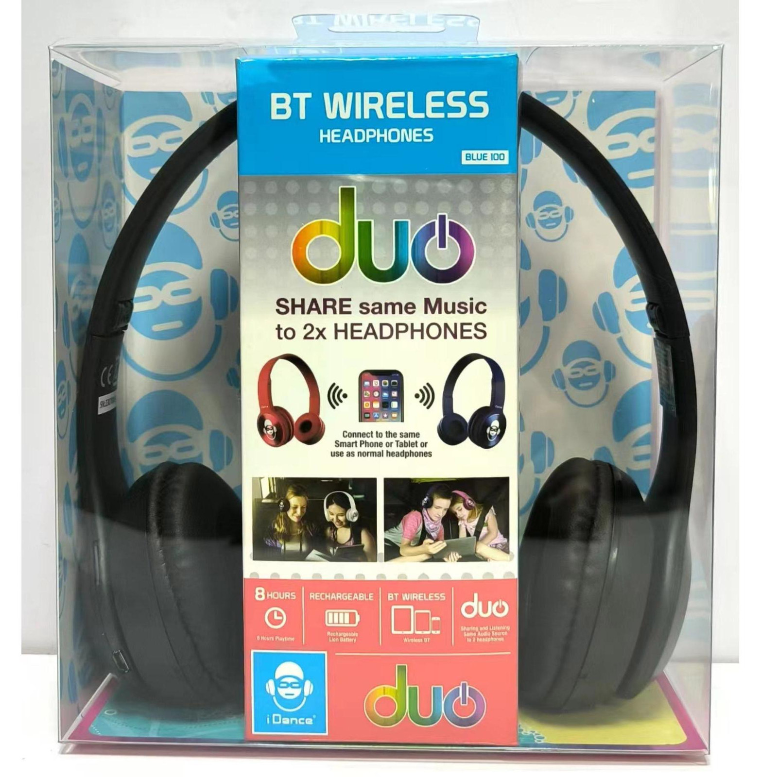 iDance draadloze kinderhoofdtelefoon met Bluetooth en DUO-functie, zwart