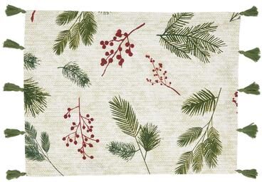 Saro Lifestyle Holiday Placemats With Pine needle and Red Berry Design (Set of 4)