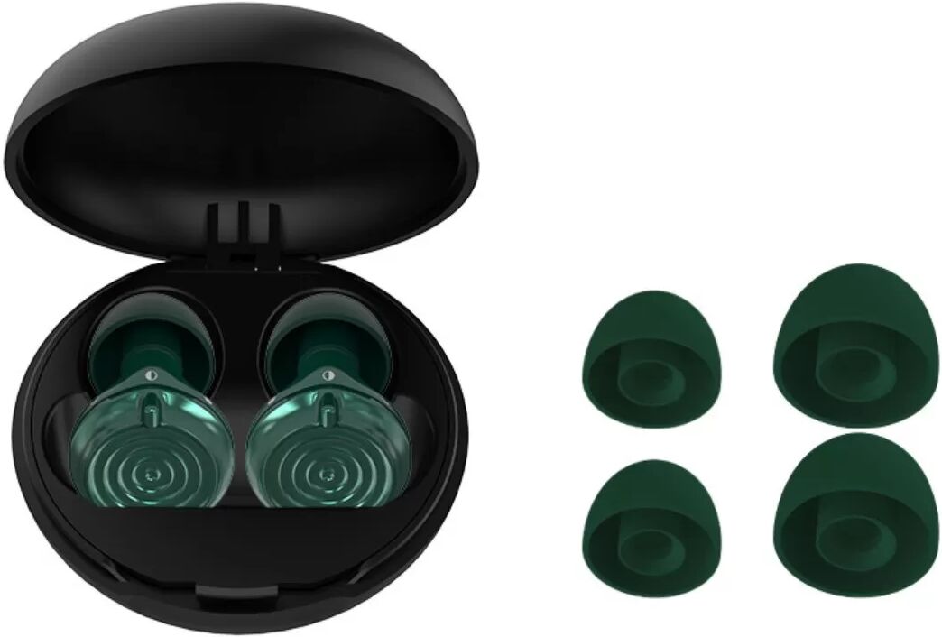 INF Einstellbare geräuschreduzierende Silikon-Ohrstöpsel – Wasserwellen-Design, 3-stufig, waschbar, Doppelring, 25-28db Grün