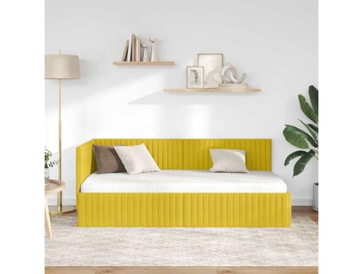 KTHLBRH Bettrahmen für Eckbett, Gelb, 90 x 190 cm Platzsparendes L-Design, atmungsaktiver Stoff, Sperrholz, verstellbares Kopfteil, Sofabett