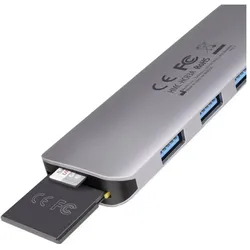 Axagon HMC-HCR3A (USB-C, 4 Ports), Dockingstation + USB Hub, Grau