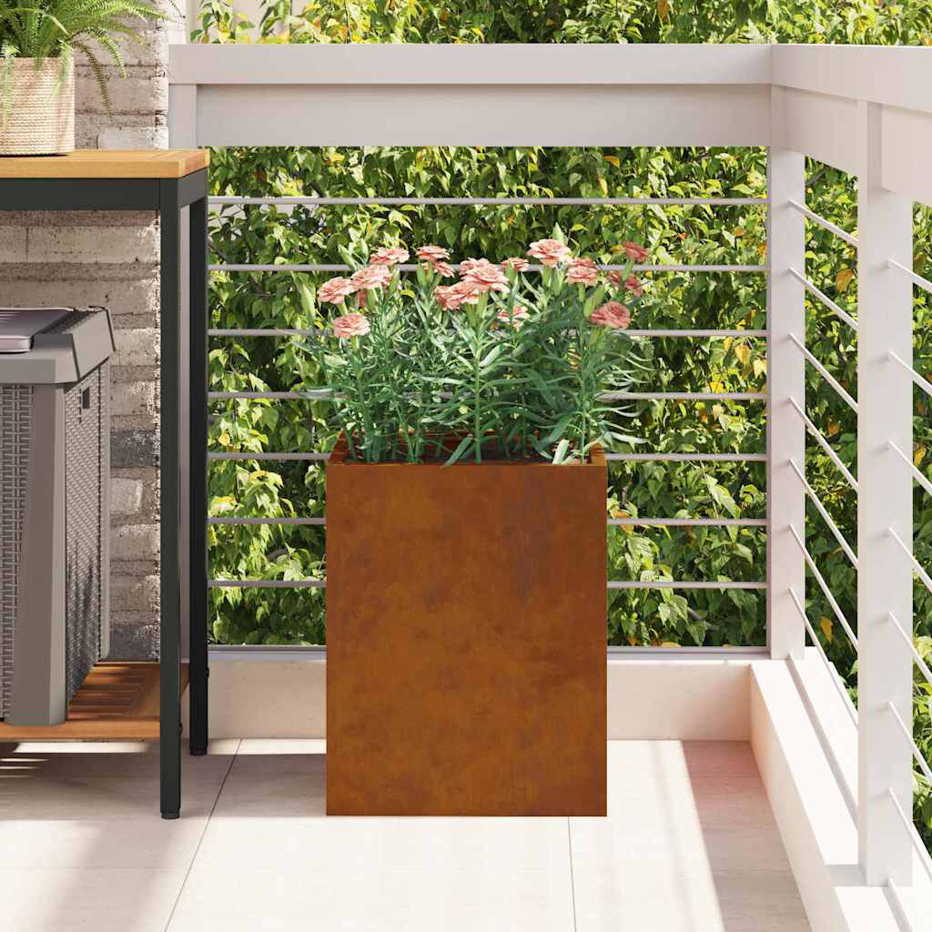 Borough Wharf Garden Planter Decor Outdoor Modern Holder Metal Flower Pot Minimalist Brown 40cmH x 32cmW x 32cmD