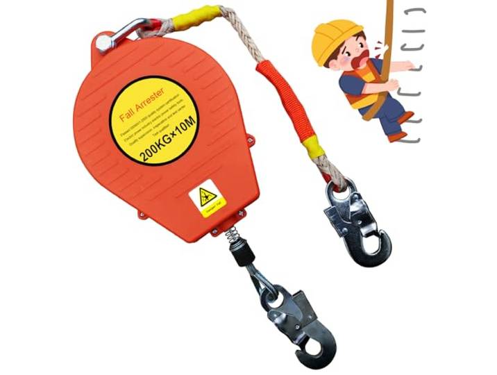 YAOYAOO Höhensicherungsgerät Automatische Sperrfunktion 10 m Dachdecker Absturzsicherung, Einziehbares Fallschutzseil für Outdoor, Max 200 kg Belastung
