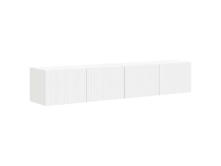 Roanoer TV-Wandschrank 2er Set Weiß 78,5x31x29,5 cm Lowboard Hängend Platzsparende Schwebeoptik für Wohnzimmer und Schlafzimmer mit 2 Schwenktüren aus Holzwerkstoff für elegante Aufbewahrung.