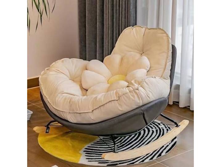 GWFBLID Modernes Sofa Schaukelstuhl Freizeit Schaukelstuhl Schaukelsessel Extra groß Wohnzimmer Relaxstuhl Belastbarkeit Bis 150kg bequemer gepolsterter Schaukelstuhl mit dickem Kissen for Wohnzimmer