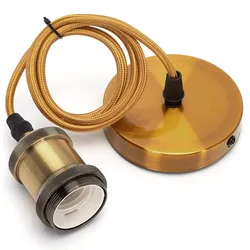 Aigostar E27 Vintage Lampenfassung mit kabel Metall Nostalgie Retro Gold