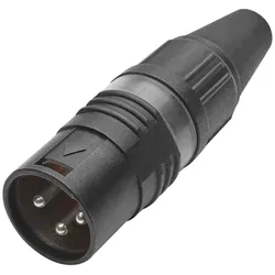 HICON XLR, 3-pol , Metall-, Löttechnik-Kabelstecker, versilberte(r) Kontakt(e), gerade, schwarz
