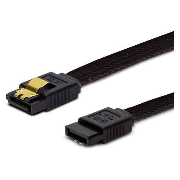 Savio GAK-02 Kabel SATA III 30cm, oplot czarny, prosty, zote zatrzaski (30 cm, SATA III) (SAVGAK-02)