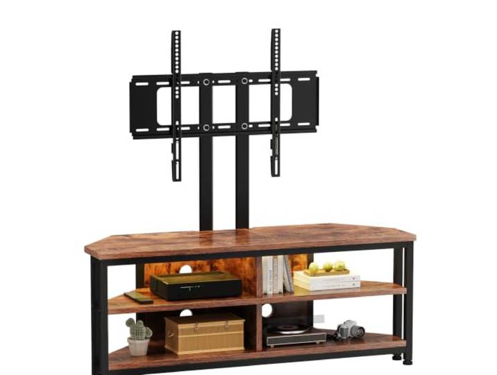 Dripex TV Eckschrank Lowboard mit Halterung und LED Beleuchtung Eckkommode Fernsehtisch Schrank (106cm mit Halterung)