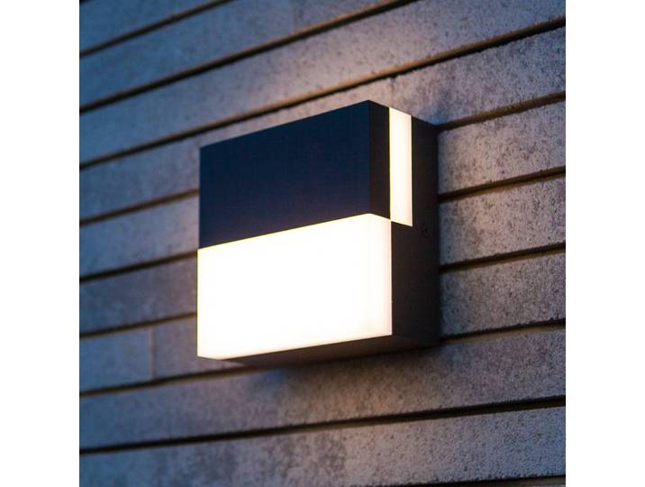 LUTEC Aussenwandleuchte DOMINO, alu / grau / zink, Aluminium, Modern, Wandleuchte außen