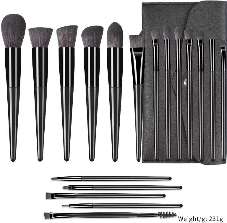 INF Ensemble de pinceaux de maquillage professionnels avec sac à pinceaux, 18 pièces Le noir