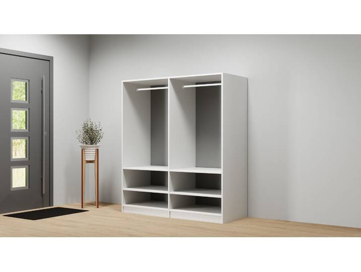 Dressing ouvert avec penderie sur mesure Mélaminé premium Blanc gris