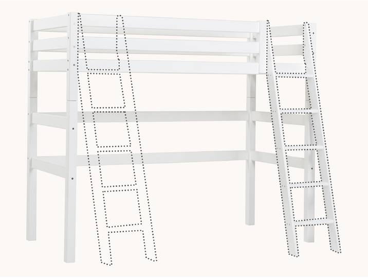 Hochbett Ortholino - mit Treppe und Schreibtischplatte - 90x200 cm