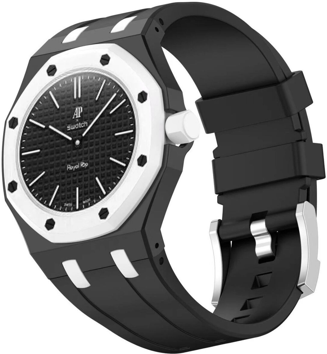 INF Silikon-Armband kompatibel mit Swatch Royal Pop und AP Collaboration — 20mm Dornschließe, Mehrere Farben, 27cm x 4.4cm Schwarz