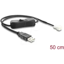 DELOCK 91232 - Lüfterkabel USB 2.0 Typ-A Stecker zu 3 Pin, 0,50m