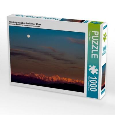 CALVENDO Puzzle Mondaufgang über den Berner Alpen 1000 Teile Puzzle quer | 1000 Teile Lege-Größe 64 × 48 cm Foto-Puzzle für glückliche Stunden