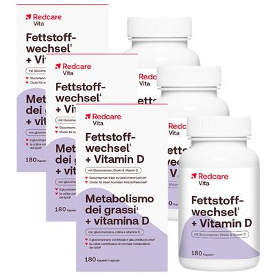 Redcare Fettstoffwechsel + Vitamin D Dreierpack 3x180 St Kapseln