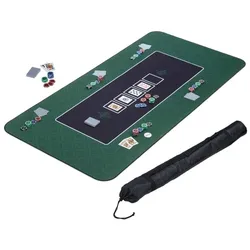 Relaxdays Pokermatte 180x90 Weiß,Dunkelgrün,Schwarz