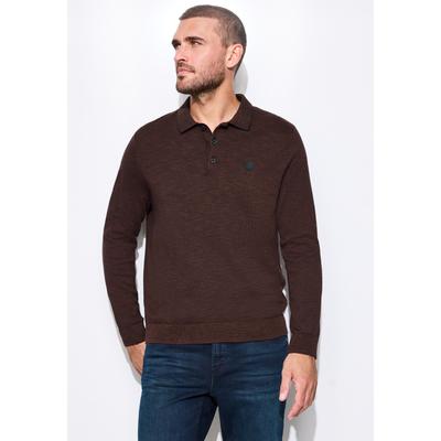 Strickpullover STREET ONE MEN, Herren, Gr. S (38), braun (maroon braun), Web, 100% Baumwolle, unifarben, normal normal, V-Ausschnitt, Rippbündchen, Pullover Strickpullover, mit Mouliné Garn