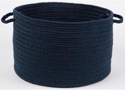 "18"" x 12"" Braided Basket with Handles by Rhody Rug in Navy"