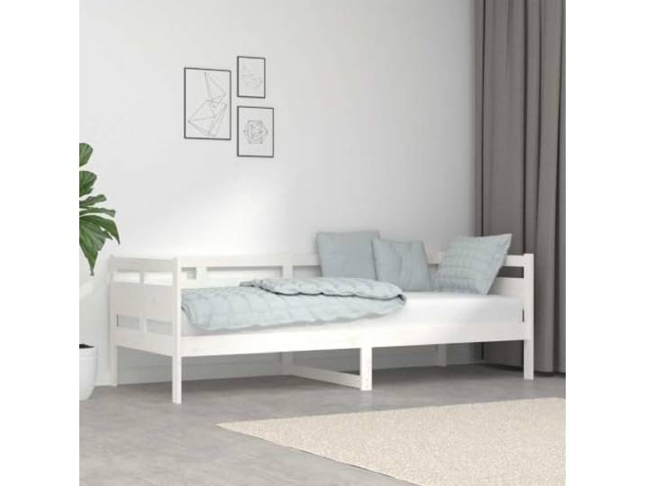 Massives Kiefernholz Gästebett als Sofa nutzbar Weiß 80 x 200 cm Tagesbett Weiß Massivholz Kiefer 80x200 cm Gästebett Sofa Schlafcouch Stabil Holzbett für Wohnzimmer Schlafzimmer