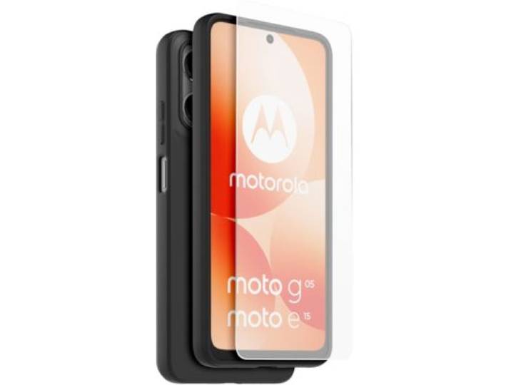 Casr - Coque Moto E15/G05 Coque Noire + Verre Trempé