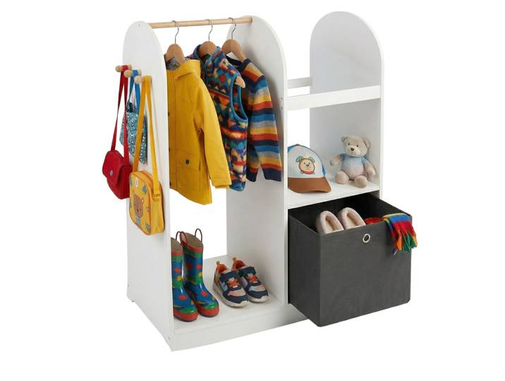 Kindergarderobe mit Stoffbox Weiss