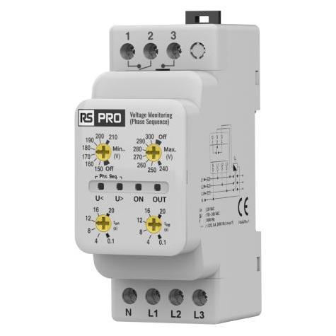 RS PRO Überwachungsrelais, für Phase, Spannung 150 (M6000)