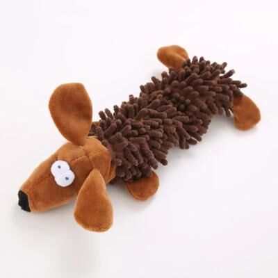 Uplift Treasures Plush Squeaky Dog Chew Toy brown Dog