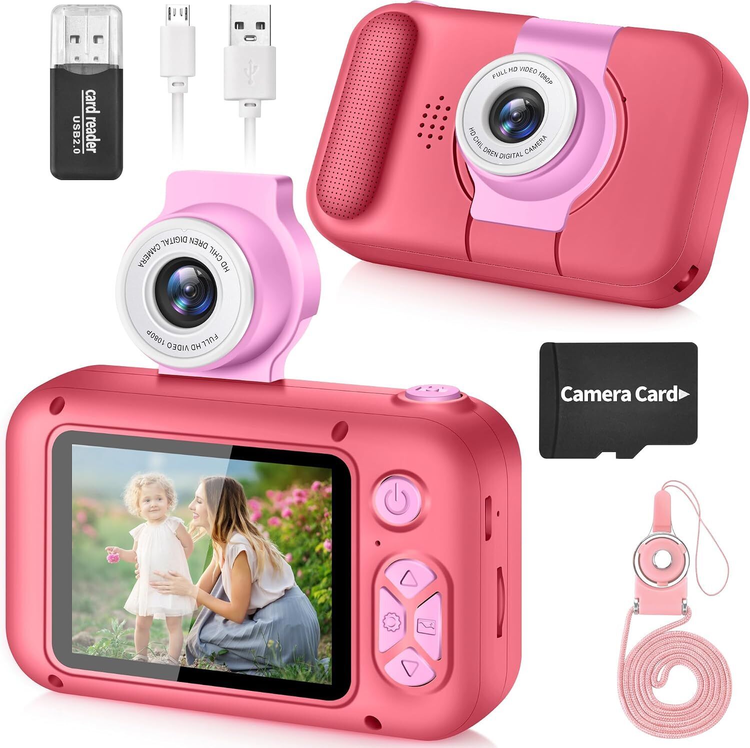ARNSSIEN X101 Digitalkamera für Kinder   rosa - Refurbished