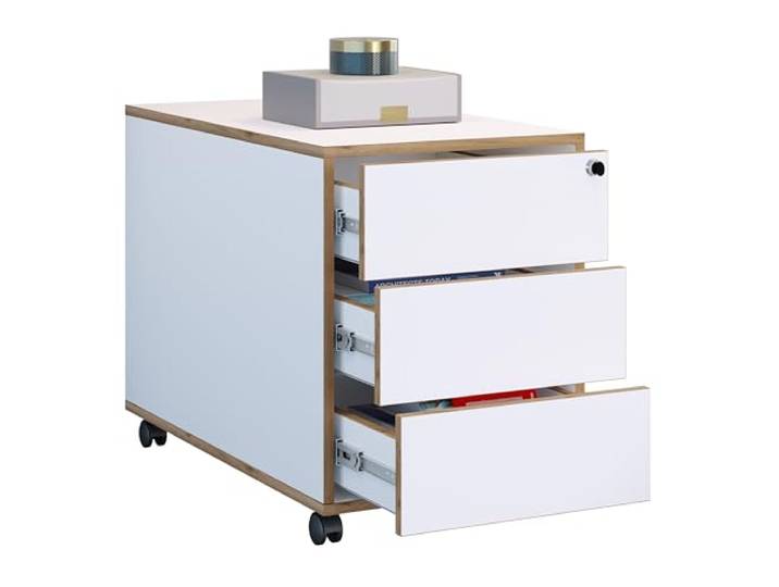 VCM Rollcontainer Weiß 42x70x50 cm 3 Schubladen Serie Salia mit Rollen Stauraum für Büromaterial - Arbeitszimmer - Für Ordnungsliebende - Holzwerkstoff mit stabilen Griffen