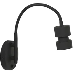 Steinhauer Wandstrahler NATASJA, GU10, mit Flexarm + Schalter an Wandplatte, schwarz matt STE-3094ZW
