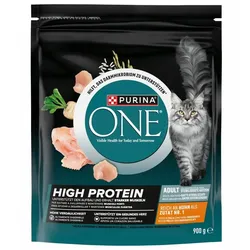 Purina ONE High Protein 900g Futter für ausgewachsene Katzen mit hohem Hühneranteil
