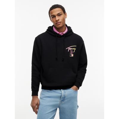 Hoodie TOMMY JEANS "TJM RELAXED SIGNATURE", Herren, Gr. L, schwarz, Sweatware, Obermaterial: 100% Baumwolle, relaxed fit normal, Bündchen, Sweatshirts Hoodie