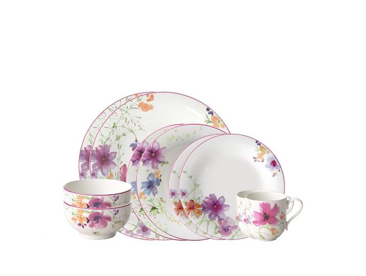 Geschirr-Set VILLEROY & BOCH Mariefleur Basic Starter Set , bunt, 10, Porzellan, Geschirr-Sets, Geschirr-Set, Premium Porzellan