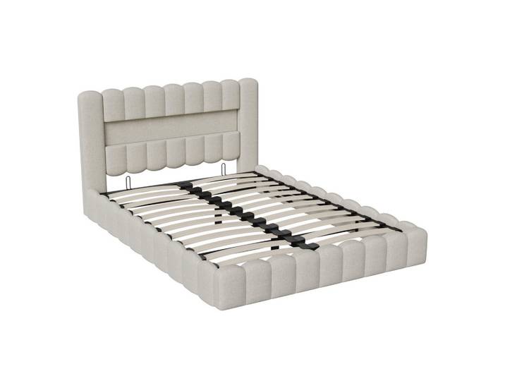 Polsterbett 180x200 cm, Beige, mit USB & Led, Mode, 180x200 cm, Schlafzimmer, Betten, Polsterbetten
