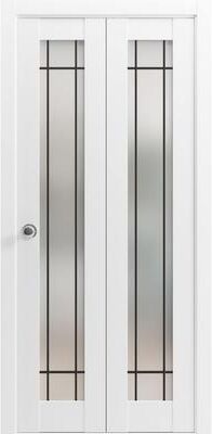 SARTODOORS Planum 2112 White Wood Bi-Fold Closet Doors with Frosted Glass