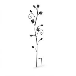 Relaxdays Rankhilfe, 2er Set, Blumendesign, Rosengitter, HBT: 110x34x1 cm, Metall, freistehend, Pflanzgitter, schwarz