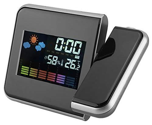 Dripio Weerstation met projectie, LED-verlichting en wekker, zwart