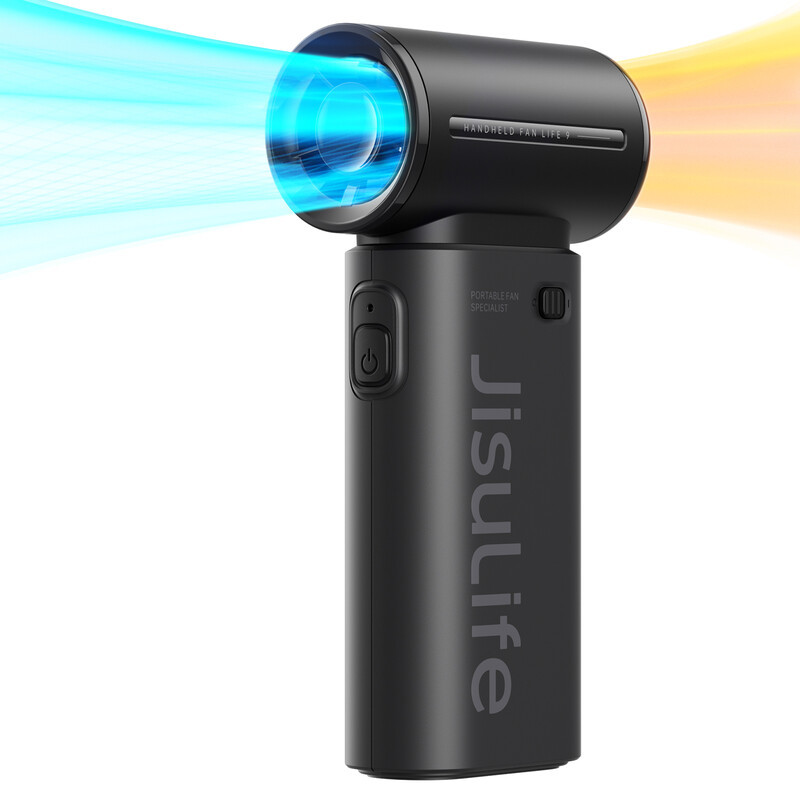 JISULIFE Draagbare Handventilator Life 9, 5000 mAh Oplaadbaar, Turbo Power Hoge Snelheid, 5 Snelheidsstanden, Zwart