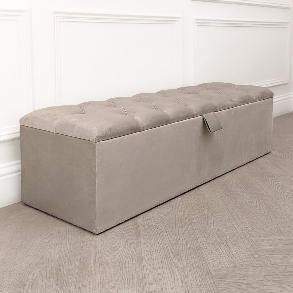 Belvoir Pebble Buttoned Ottoman Box, King